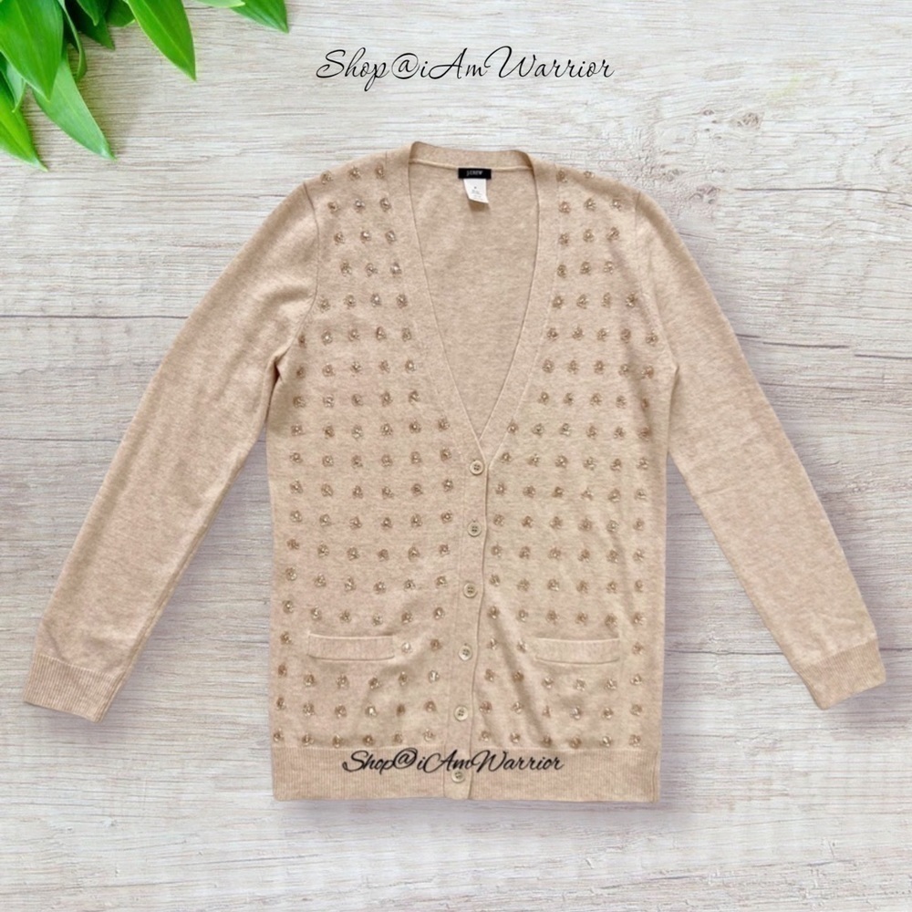 J.Crew rare wool/cashmere embellished cluster constellation cardigan sweater - Picture 7 of 12